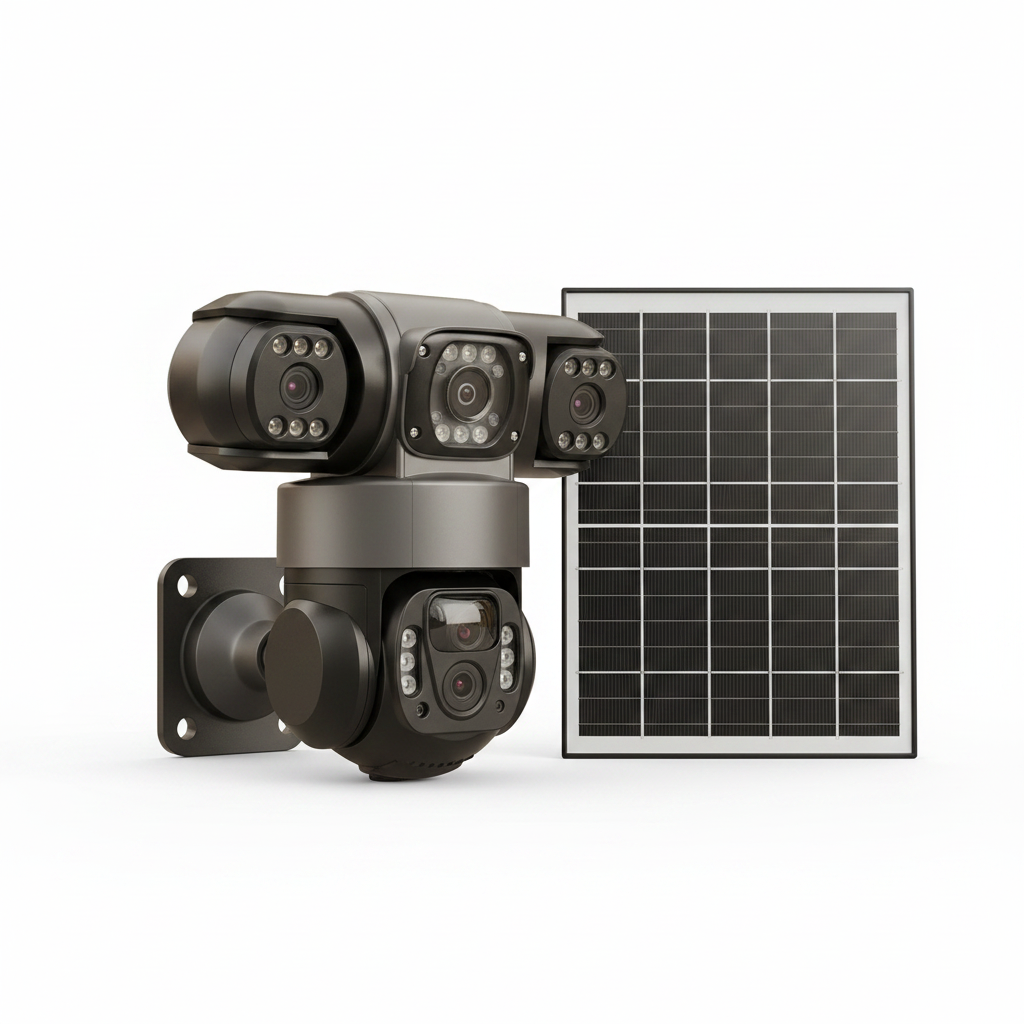 Triple Lens 4G PTZ Solar Camera | 3-Screen Surveillance | Two-Way Audio | V380 Pro