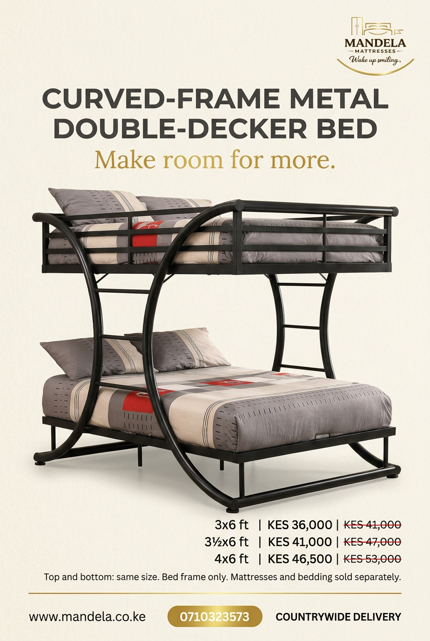 Metal double-decker size and price poster from KES 36,000