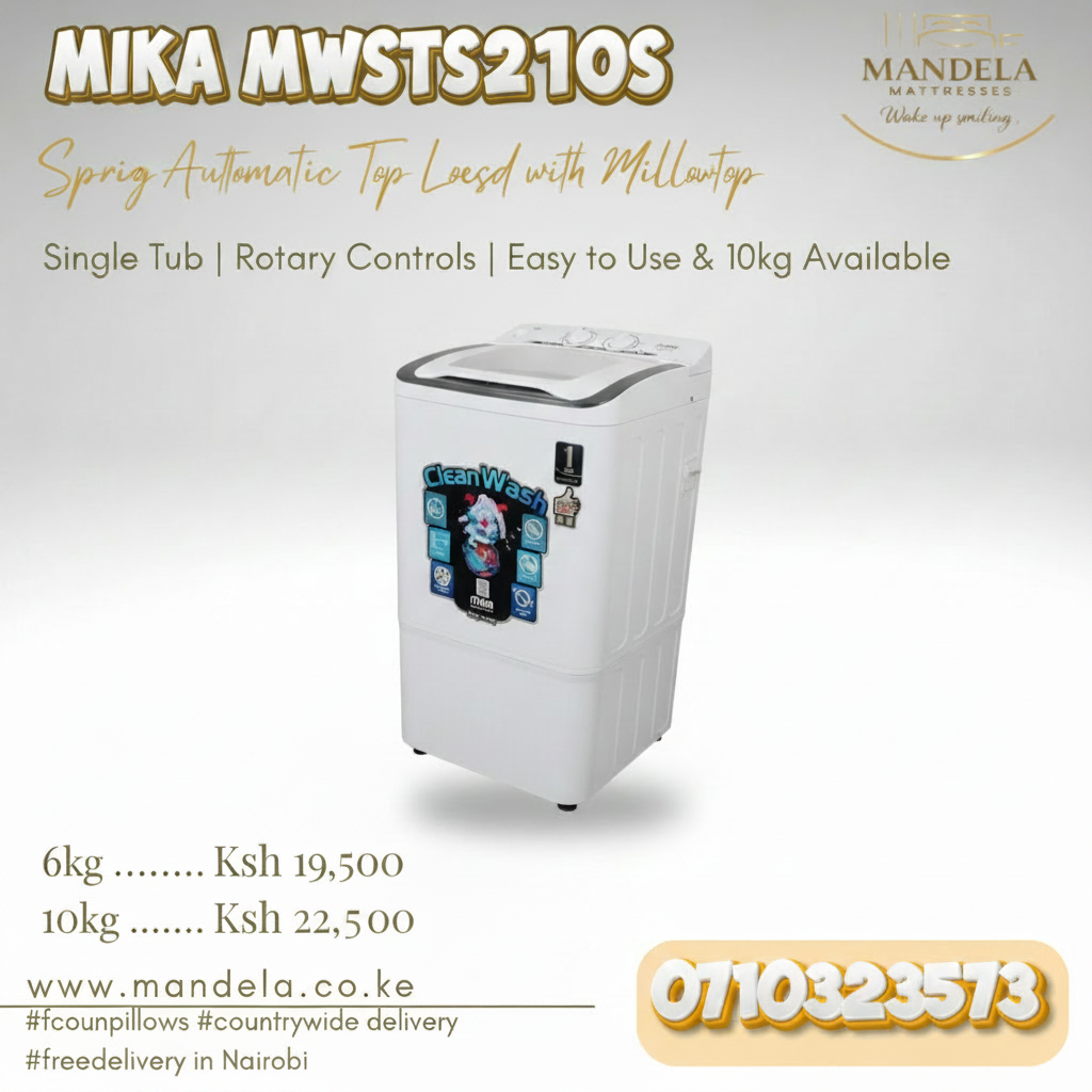 Mika 6kg Semi-Automatic Single Tub Top Load Washing Machine – MWSTS210S