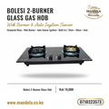 Bolesi 2-Burner Tempered Glass Built-In Gas Hob | Wok Burner & Auto Sensor product image