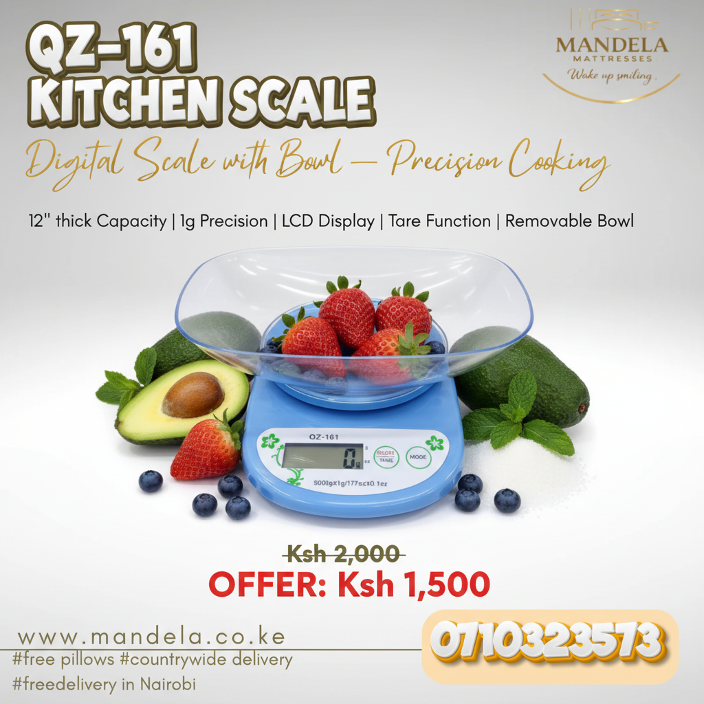 QZ-161 Digital Kitchen Scale with Bowl – 5000g | LCD Display | Tare Function