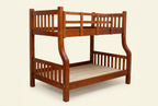 Mahogany double-decker frame with 4×6 lower and 3½×6 upper bunk