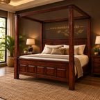 Luxury Mahogany Canopy Bed craftsmanship view