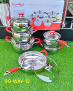 Signature SG-WAY-12 12-Piece Heavy Duty Stainless Steel Cookware Set