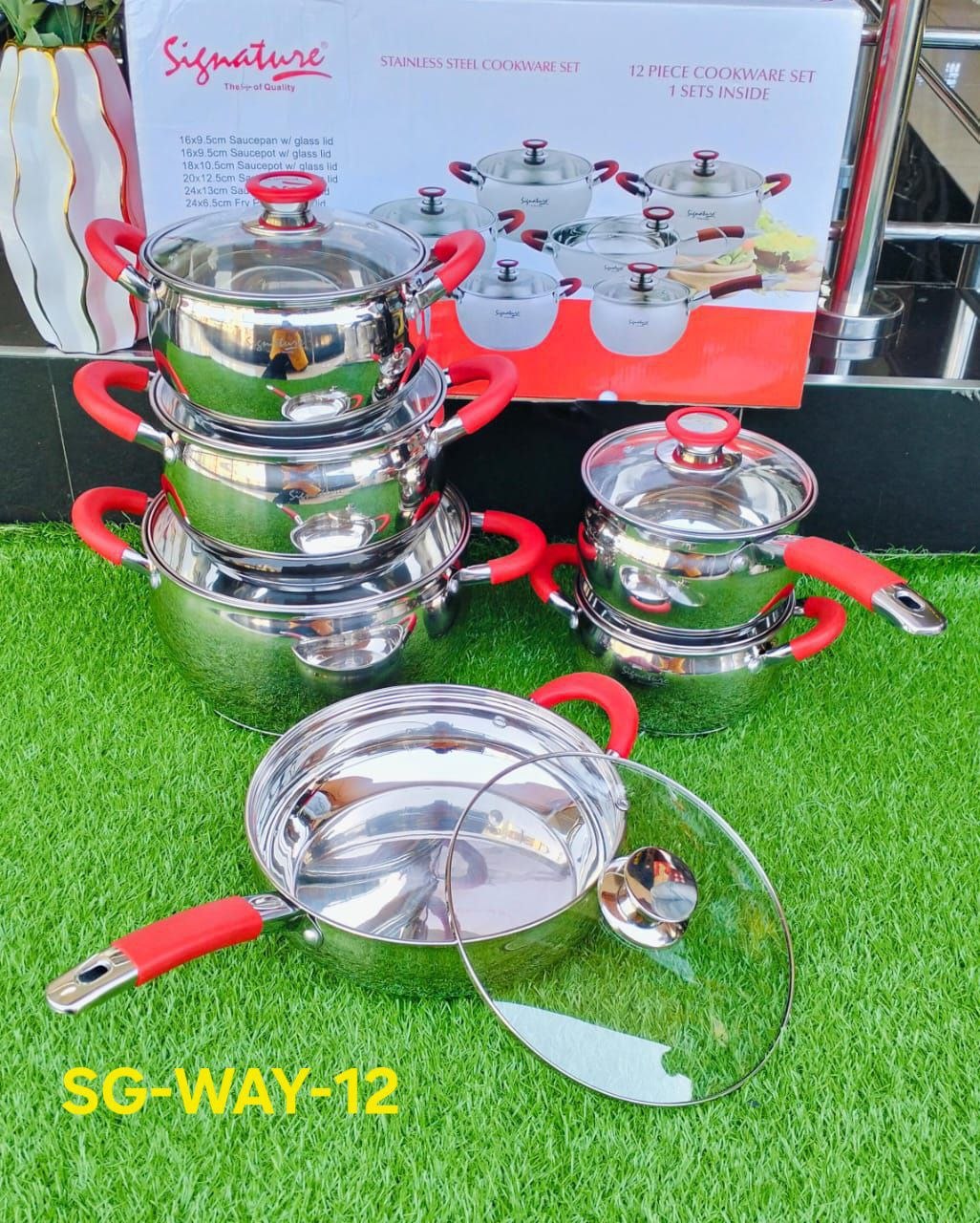 Signature SG-WAY-12 12-Piece Heavy Duty Stainless Steel Cookware Set