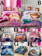 4pc Girls Cartoon Duvet Set – Size 4x6 | Barbie, Frozen, Sofia & More | Binded