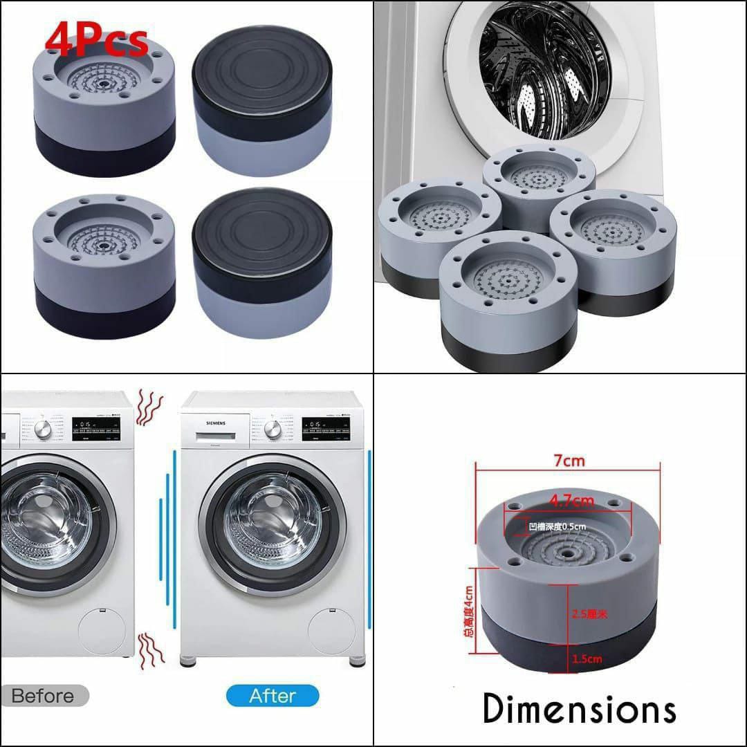 4pcs Universal Anti-Vibration Pads – Shock & Noise Cancelling | Washing Machine, Fridge, Freezer