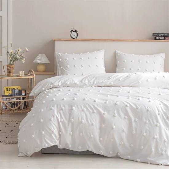 Luxury Tufted Dot Design Duvet Cover Set — Soft Microfiber | 6x6 & 6x7