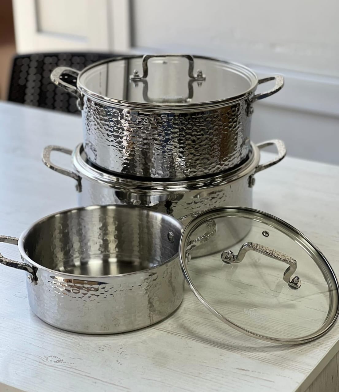 Uakeen Germany VK-60 6-Piece Hammered Stainless Steel Cookware Set