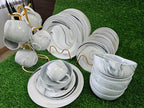 Marble Grey 24-Piece Ceramic Dinner Set