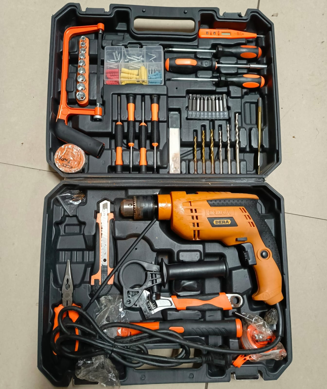 Dera 117-Piece Tool Set with 750W Impact Drill & Accessories