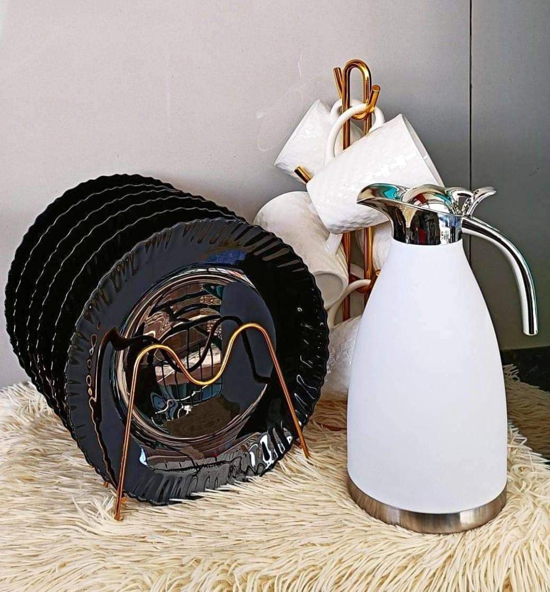 Breakfast Tea Set – 13 Pcs | 6 Plates • 6 Cups • 2L Flask
