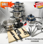 Marwa 30-Piece Stainless Steel Cookware Set