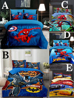 4pc Boys Cartoon Duvet Set – Size 4x6 | Spider-Man, Batman & More | Binded