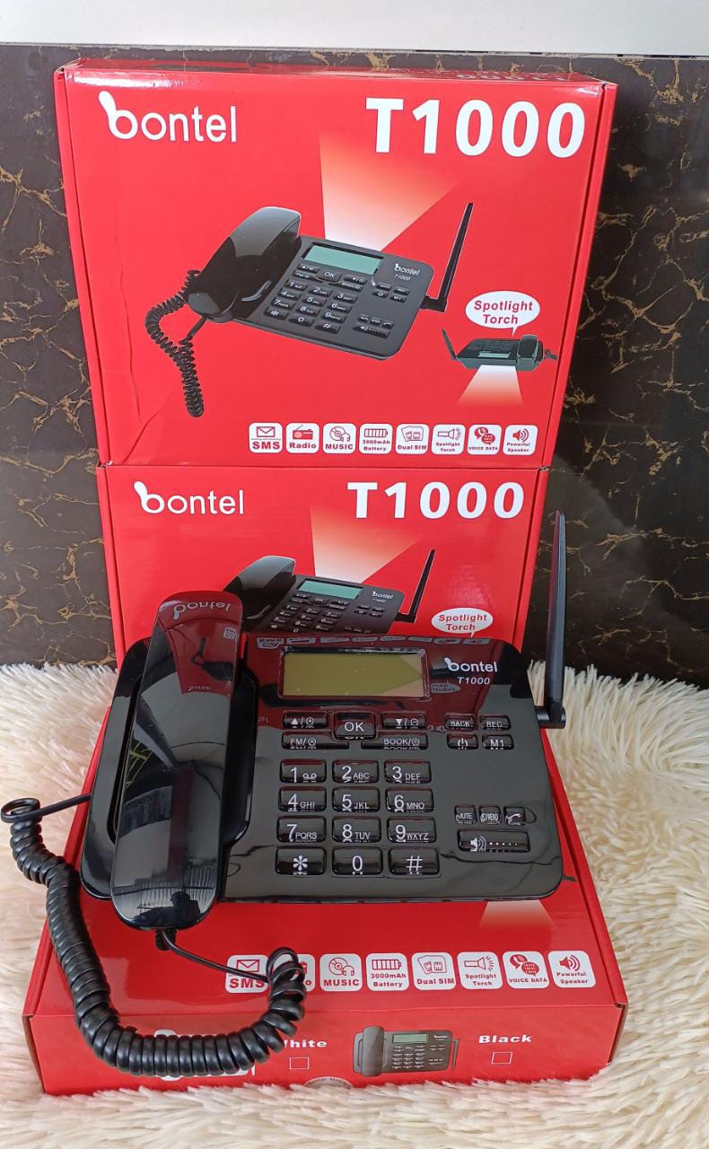 Bontel T1000 Desktop Landline Phone – Dual SIM | FM Radio | Torch