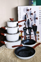 Edenberg EB-5622 15-Piece Nonstick Cookware Set — White