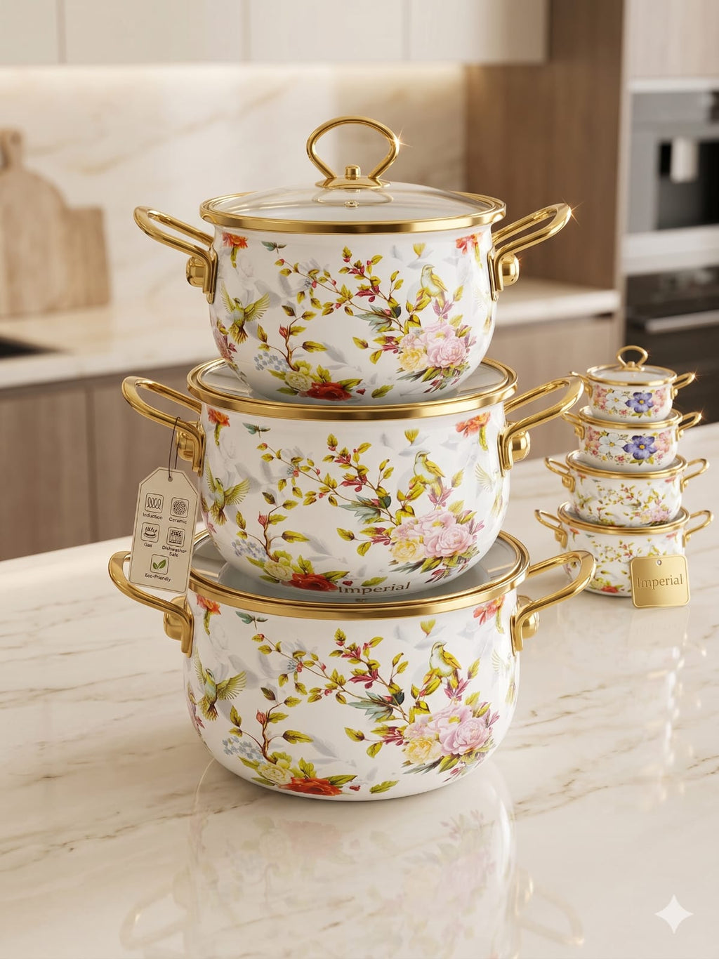 Imperial Floral Enamel Cookware Set