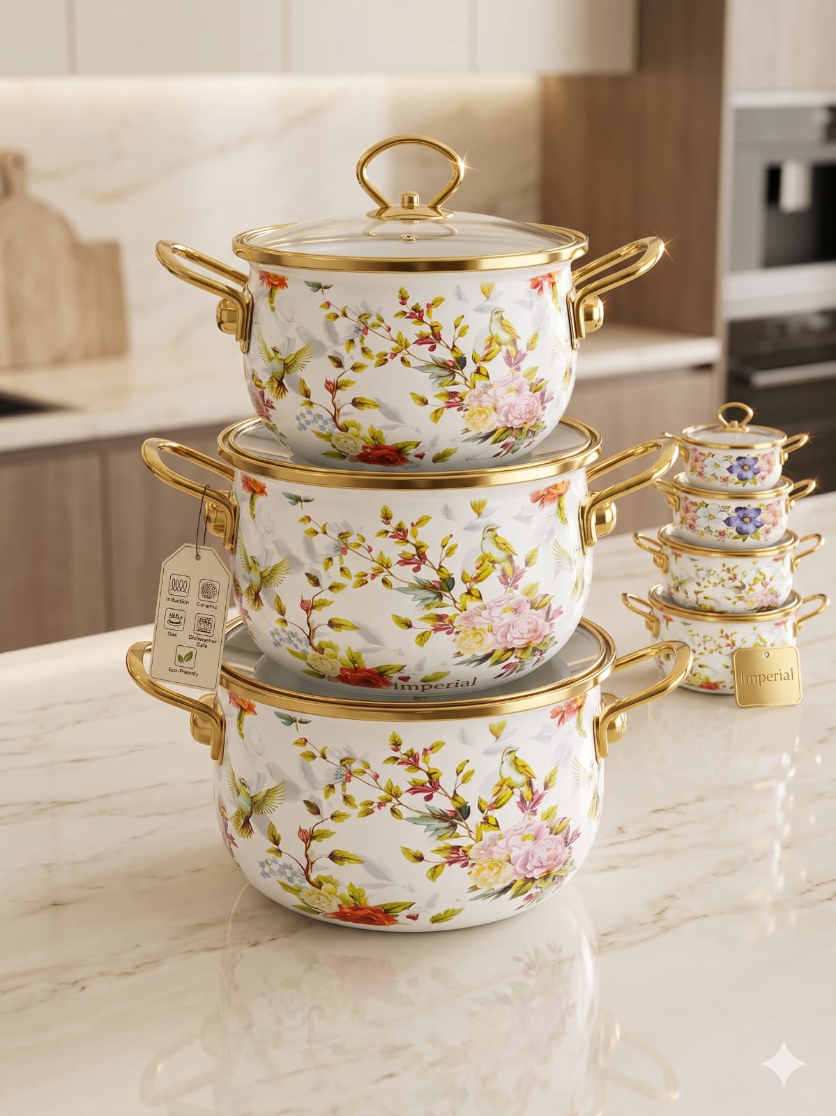Imperial Floral Enamel Cookware Set