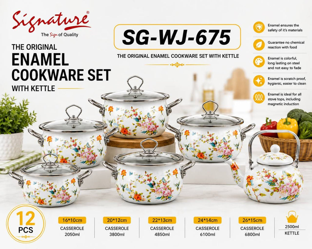 Signature 12-Piece Enamel Cookware Set with Kettle