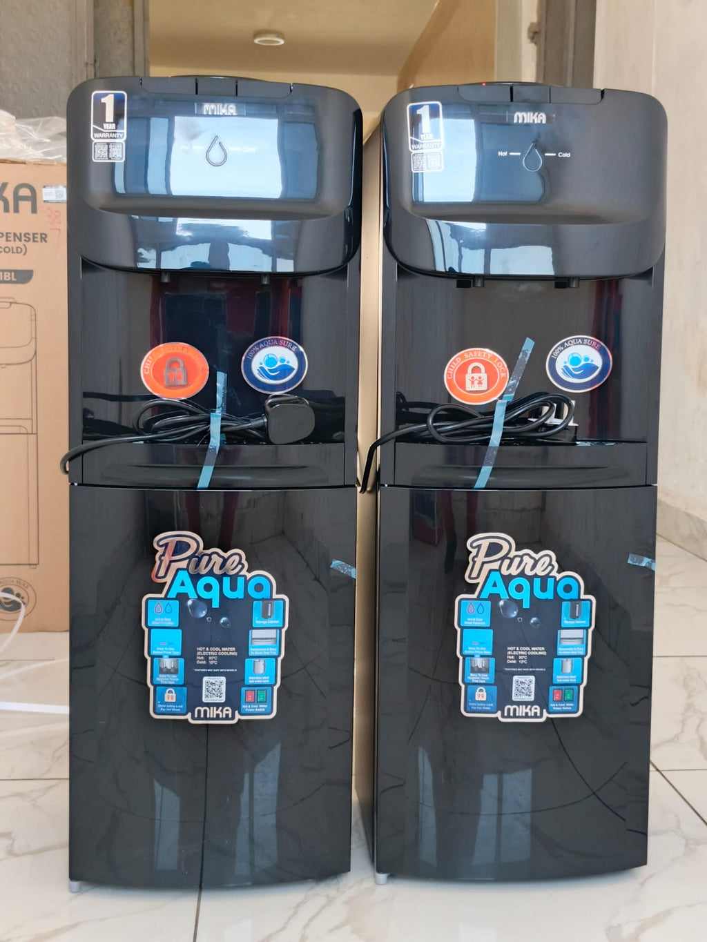 Mika Pure Aqua Black Free Standing Hot & Cold Water Dispenser