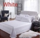 Supplier reference thumbnail showing white striped bedsheets styled on a bed